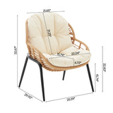 Pine 4-Piece Patio Conversation Set in Cream - Ornate Home