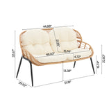 Pine 4-Piece Patio Conversation Set in Cream - Ornate Home