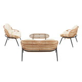 Pine 4-Piece Patio Conversation Set in Cream - Ornate Home