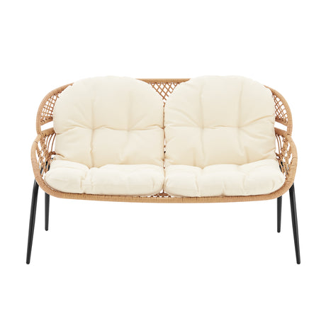 Pine 4-Piece Patio Conversation Set in Cream - Ornate Home