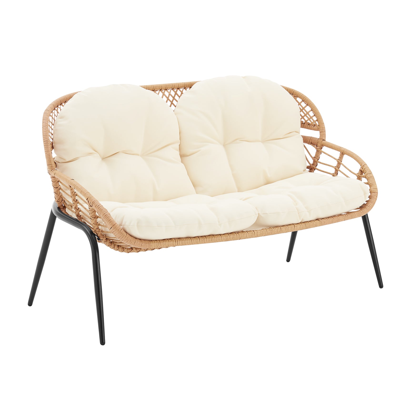 Pine 4-Piece Patio Conversation Set in Cream - Ornate Home