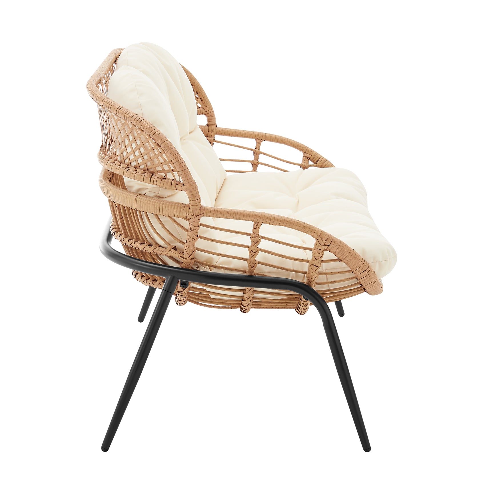 Pine 4-Piece Patio Conversation Set in Cream - Ornate Home