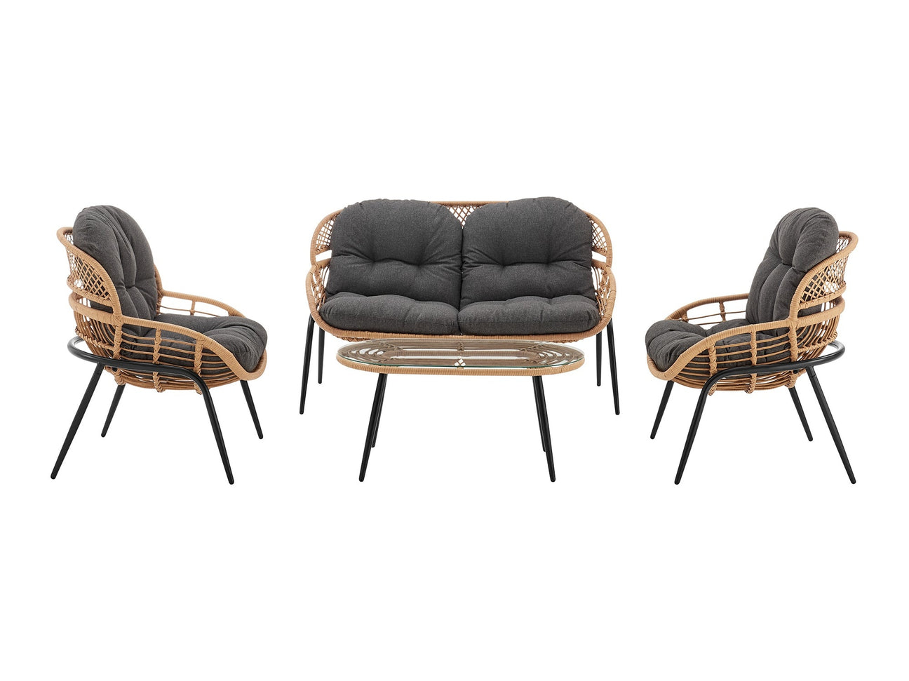 Pine 4-Piece Patio Conversation Set in Grey - Ornate Home