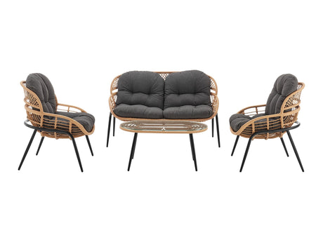 Pine 4-Piece Patio Conversation Set in Grey - Ornate Home