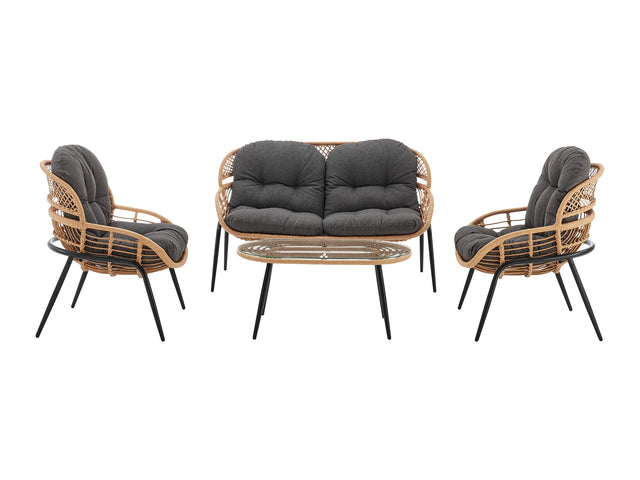 Pine 4-Piece Patio Conversation Set in Grey - Ornate Home