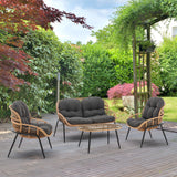 Pine 4-Piece Patio Conversation Set in Grey - Ornate Home