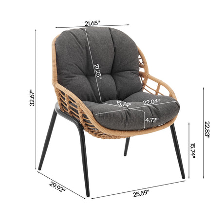 Pine 4-Piece Patio Conversation Set in Grey - Ornate Home