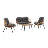 Pine 4-Piece Patio Conversation Set in Grey - Ornate Home