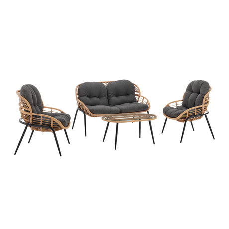 Pine 4-Piece Patio Conversation Set in Grey - Ornate Home