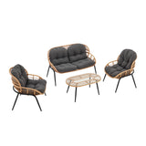 Pine 4-Piece Patio Conversation Set in Grey - Ornate Home