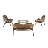 Pine 4-Piece Patio Conversation Set in Grey - Ornate Home