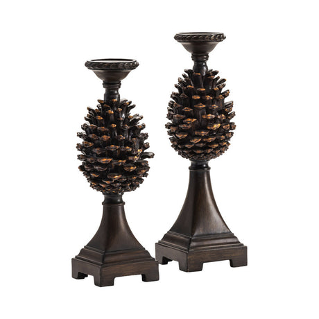 Pine Bluff Brown Candle Holders - Ornate Home