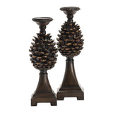 Pine Bluff Brown Candle Holders - Ornate Home