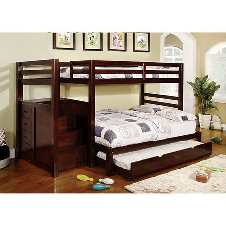 Pine Ridge Dark Walnut Twin/Full Bunk Bed - Ornate Home