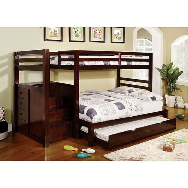 Pine Ridge Dark Walnut Twin/Full Bunk Bed - Ornate Home