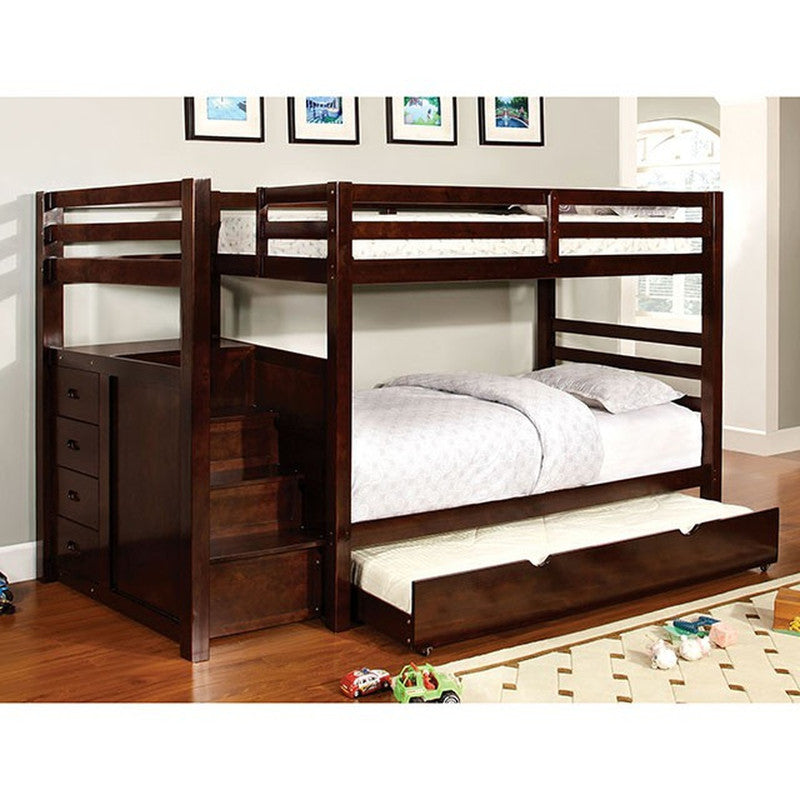 Pine Ridge Dark Walnut Twin/Full Bunk Bed - Ornate Home