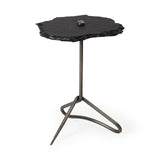 Pinera Black Slate Top with Triangular Iron Base Accent Table - Ornate Home