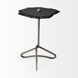 Pinera Black Slate Top with Triangular Iron Base Accent Table - Ornate Home