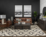 Pinera Black Slate Top with Triangular Iron Base Accent Table - Ornate Home