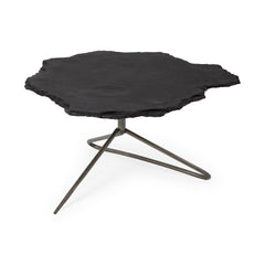 Pinera Black Slate with Iron Base Coffee Table - Ornate Home
