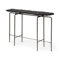 Pinera Black Slate with Iron Base Console Table - Ornate Home
