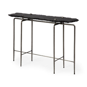 Pinera Black Slate with Iron Base Console Table - Ornate Home
