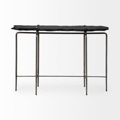 Pinera Black Slate with Iron Base Console Table - Ornate Home