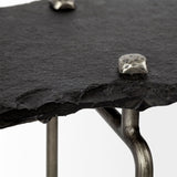 Pinera Black Slate with Iron Base Console Table - Ornate Home