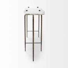 Pinera White/Gold Marble Top Iron Base Console Table - Ornate Home