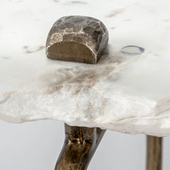 Pinera White/Gold Marble Top Iron Base Console Table - Ornate Home