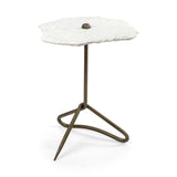 Pinera White/Gold Marble with Triangluar Iron Base Accent Table - Ornate Home