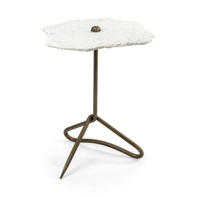 Pinera White/Gold Marble with Triangluar Iron Base Accent Table - Ornate Home