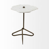 Pinera White/Gold Marble with Triangluar Iron Base Accent Table - Ornate Home