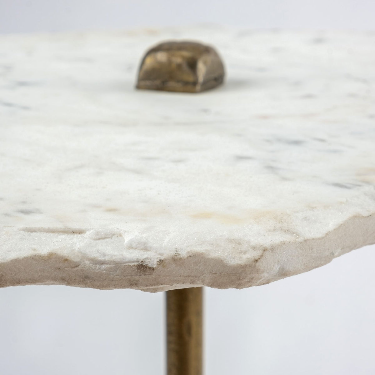Pinera White/Gold Marble with Triangluar Iron Base Accent Table - Ornate Home