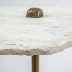 Pinera White/Gold Marble with Triangluar Iron Base Accent Table - Ornate Home