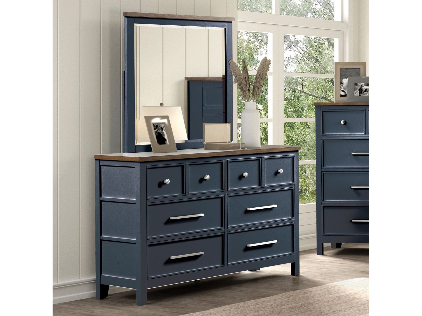 Pinetop Blue/Dark Brown Dresser - Ornate Home