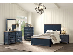 Pinetop Blue/Dark Brown Twin 5 Piece Bedroom Set w/2 Nightstands - Ornate Home