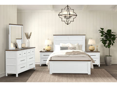 Pinetop White Twin 5 Piece Bedroom Set w/2 Nightstands - Ornate Home