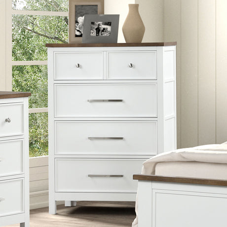 Pinetop White Twin 5 Piece Bedroom Set w/Chest - Ornate Home