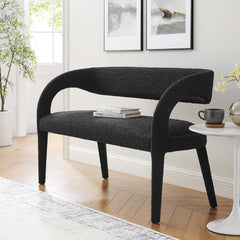 Pinnacle Black Boucle Fabric Accent Bench - Ornate Home