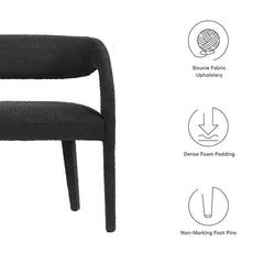 Pinnacle Black Boucle Fabric Accent Bench - Ornate Home
