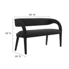 Pinnacle Black Boucle Fabric Accent Bench - Ornate Home