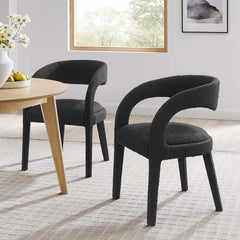 Pinnacle Black Boucle Upholstered Dining Chair (Set of 2) - Ornate Home