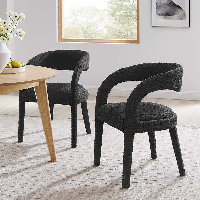 Pinnacle Black Boucle Upholstered Dining Chair (Set of 2) - Ornate Home