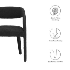 Pinnacle Black Boucle Upholstered Dining Chair (Set of 2) - Ornate Home