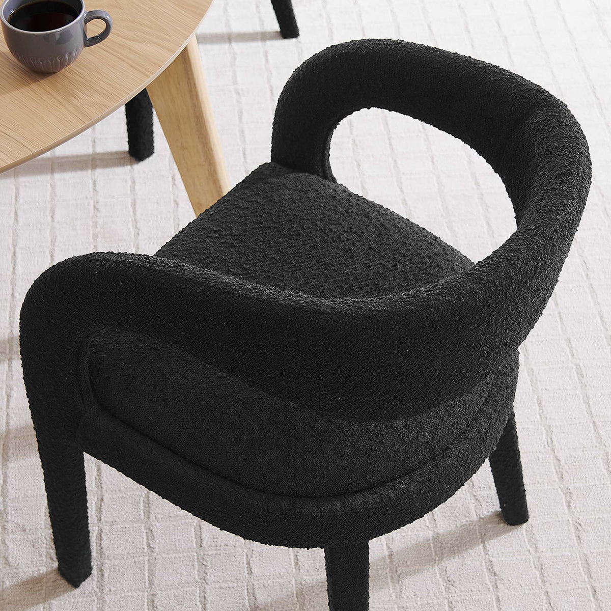 Pinnacle Black Boucle Upholstered Dining Chair (Set of 2) - Ornate Home