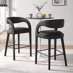 Pinnacle Black Vegan Leather Bar Stool (Set of 2) - Ornate Home