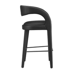 Pinnacle Black Vegan Leather Bar Stool (Set of 2) - Ornate Home