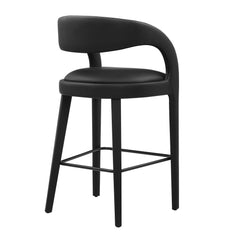 Pinnacle Black Vegan Leather Bar Stool (Set of 2) - Ornate Home