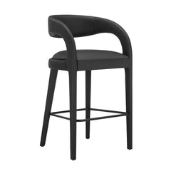 Pinnacle Black Vegan Leather Bar Stool (Set of 2) - Ornate Home